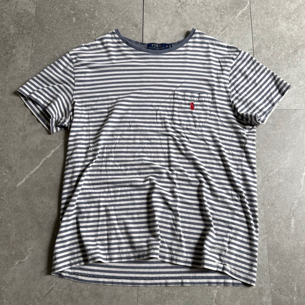 Vintage Polo Ralph Lauren Striped Pocket T-Shirt Size M